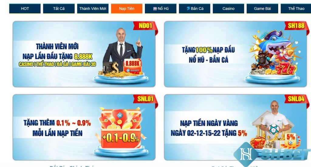 Khuyến mãi cho người chơi nạp tiền tại nhà cái